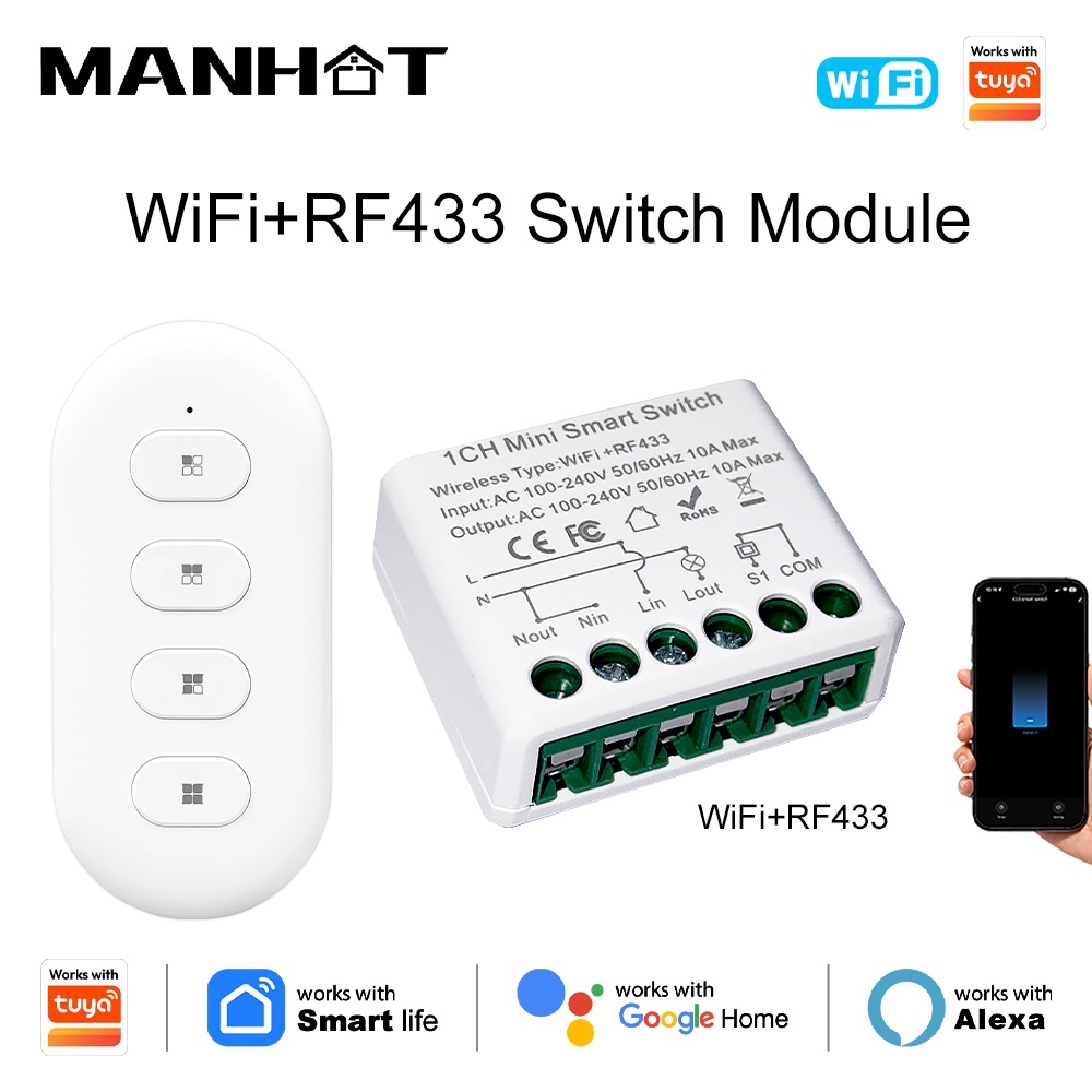 Smart Home Automation Diy - Tuya WIFI 10A slimme lichtschakelaars RF433
