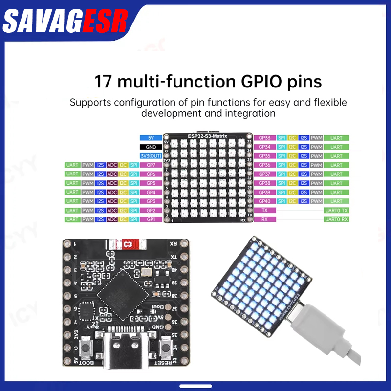 Rgb Led Matrix 8X8 - ESP32-S3 Matrix WIFI Bluetooth BLE5 Mini-ontwikkelbord