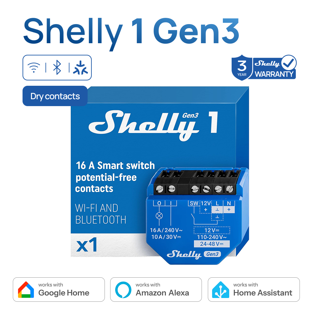 Shelly Relay Module - Shelly 1 Gen3 Droge Contact Smart