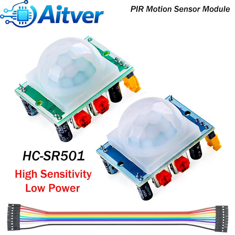 Motion Sensor Pir Wired - HC-SR501 PIR-bewegingssensormodule met Dupont-jumperdraden Verstelbare infrarooddetector