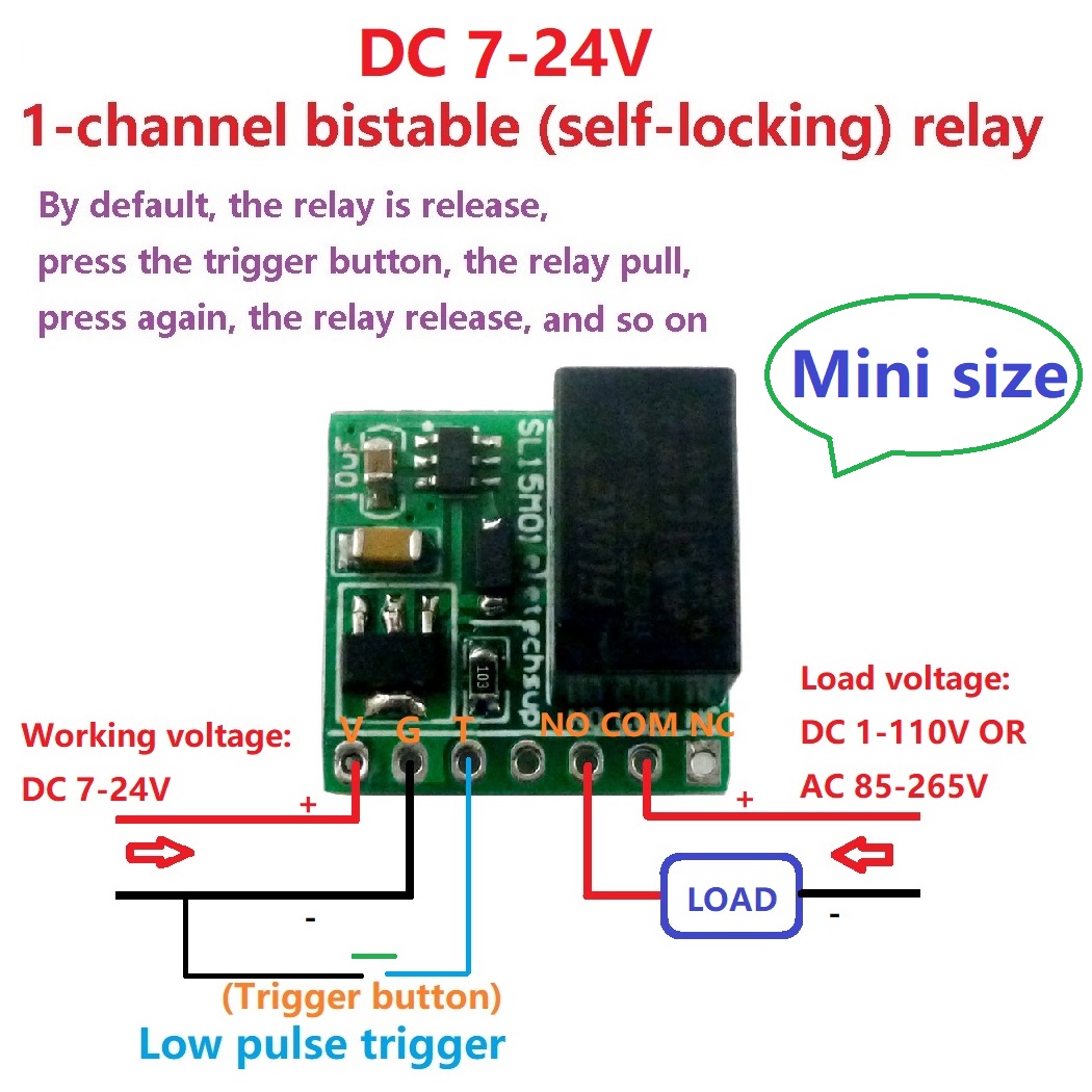 Shelly Relay Module - DC 12V 2A Mini 1ch Bistabiele