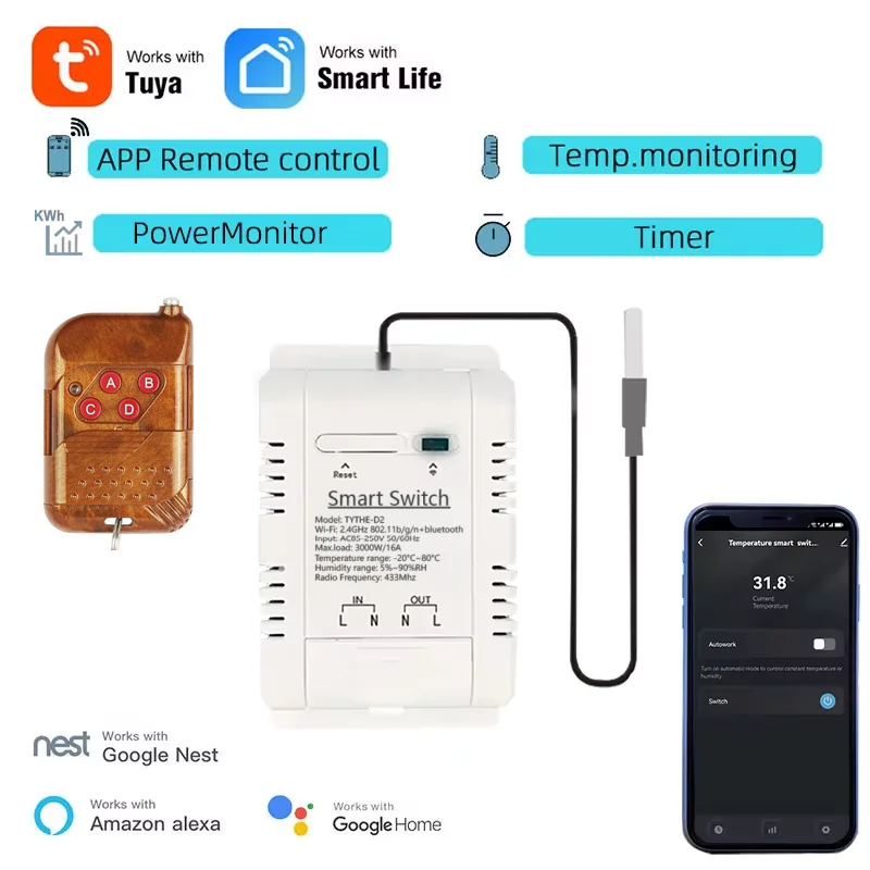 Tuya Wifi 16A/20A Slimme Tempe - Sonoff Basic Switch recensie en prijs