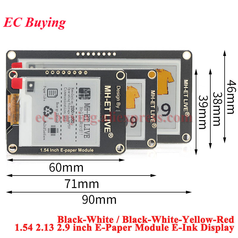 1,54'' 2,9'' 2,13'' 2,9 2,13 1 - Display Epaper 2.9 recensie en prijs