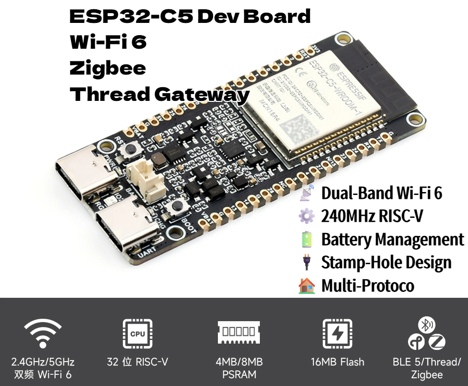 ESP32-C5 Dual-Band Wi-Fi 6 & B - Matter Hub Thread recensie en prijs