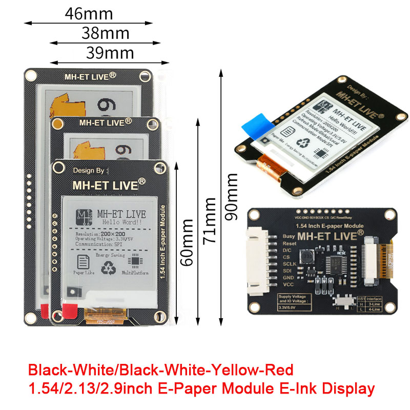 1,54'' 2,9'' 2,13'' 2,9 2,13 1 - Display Epaper 2.9 recensie en prijs